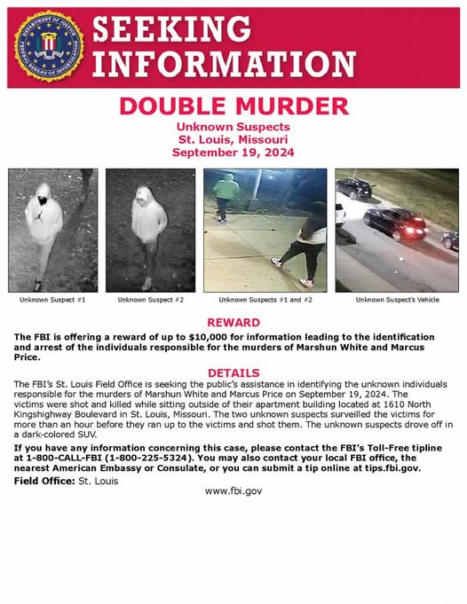 FBI Offers $10,000 Reward for Information in St. Louis Double Homicide